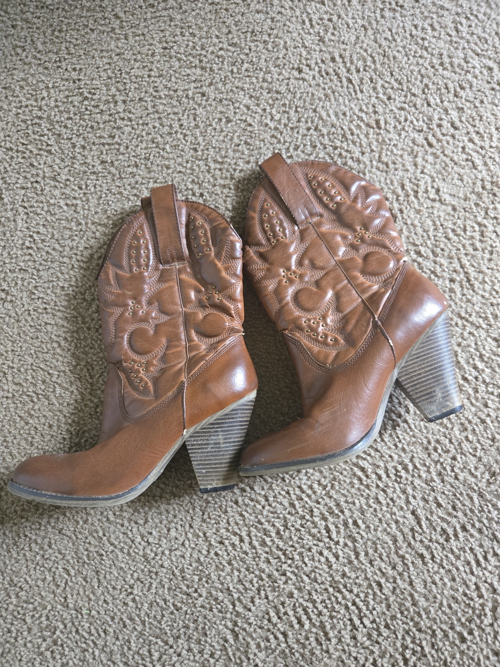 Women’s Brown Western Chunky Heel Booties